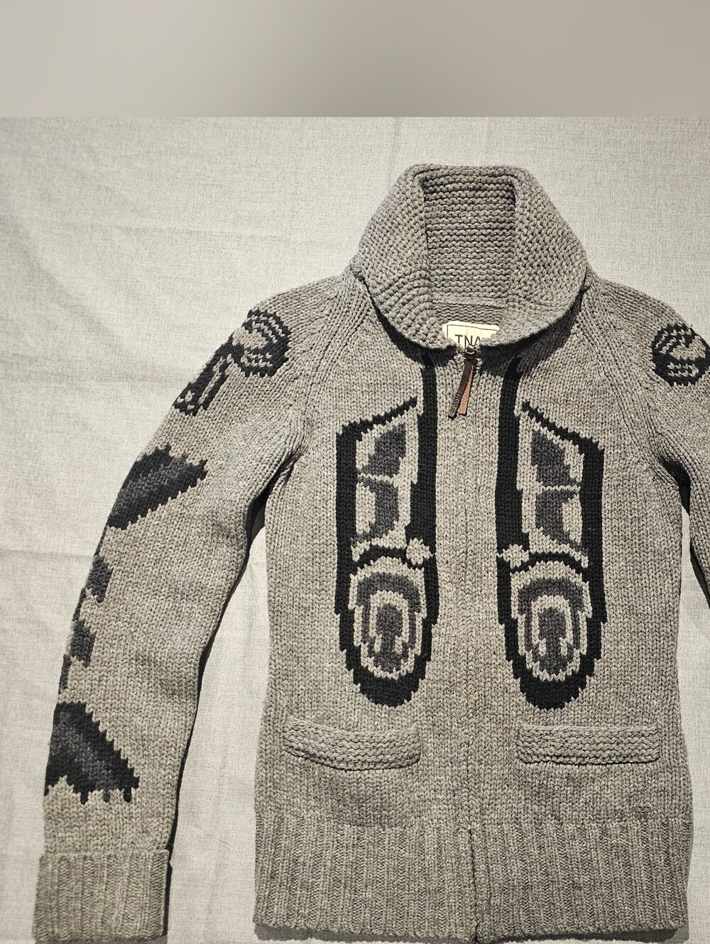 ARITZIA TNA Wool Cardigan Sweater XS Extra Small Grey Knit Y2k Rare